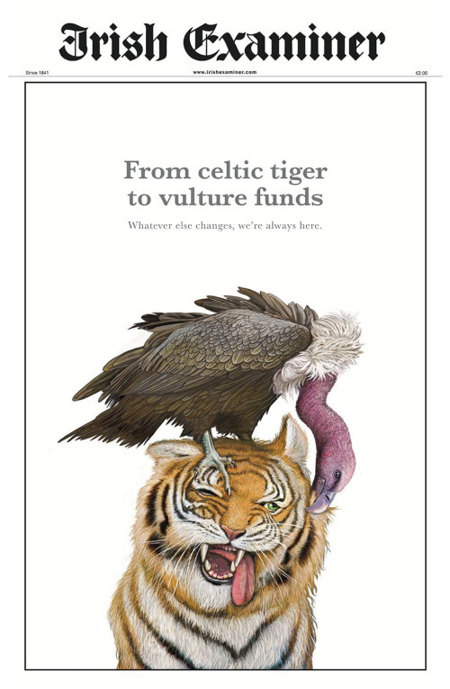 Ilustração de agressão de abutre em tigre