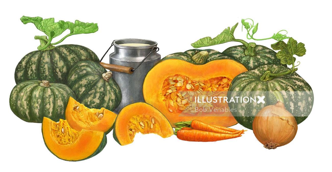 Illustration de légumes par Bob Venables