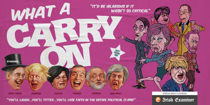WHAT A CARRY ON political cover poster for Irish Examiner