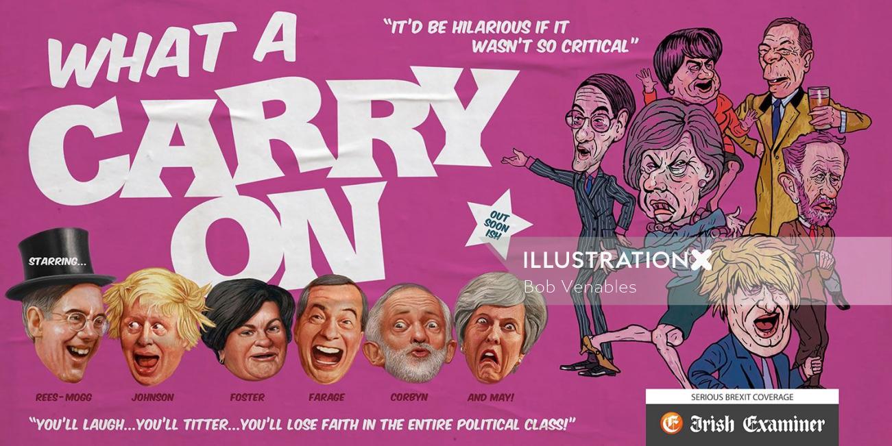 WHAT A CARRY ON affiche de couverture politique pour Irish Examiner