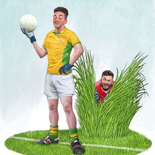 Food Ball players humorous art for The Irish Examiner