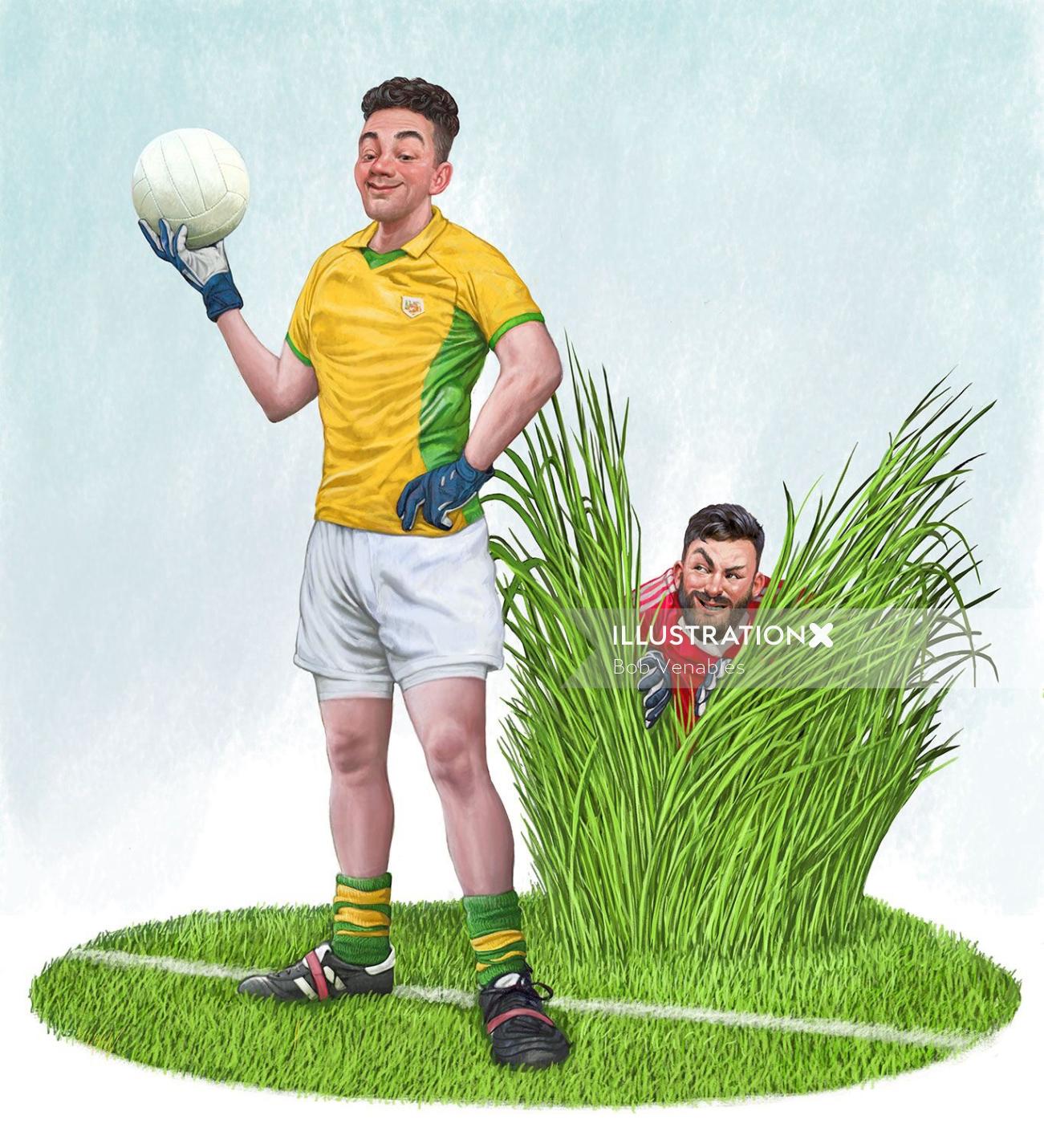 Arte humorística dos jogadores do Food Ball para o The Irish Examiner