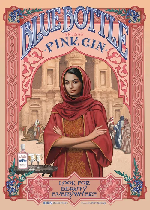 Blue Bottle Gin advertising poster