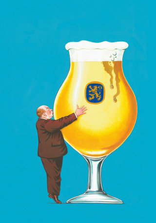 Ilustração publicitária de copo de cerveja