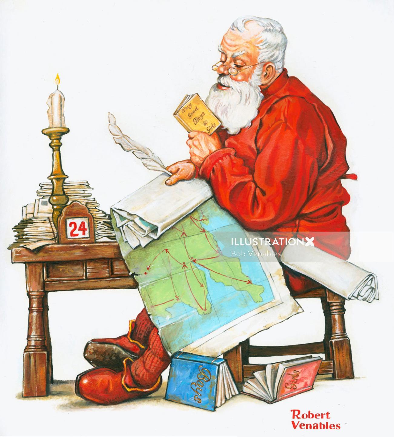 Peinture de portrait du Père Noël
