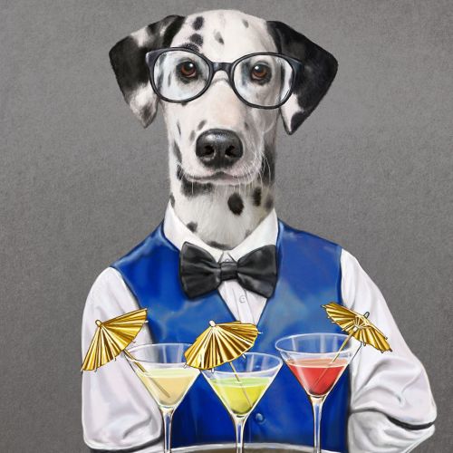 Portrait illustration of waiter dog 