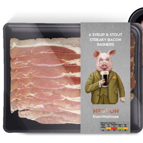 Heston 6 Syrup & Stout Streaky Bacon Rashers food illustration