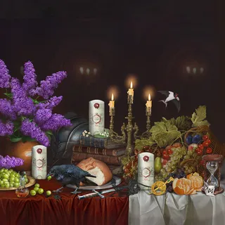 Atmospheric feast scene painting for Old Spice Witcher Fragrance