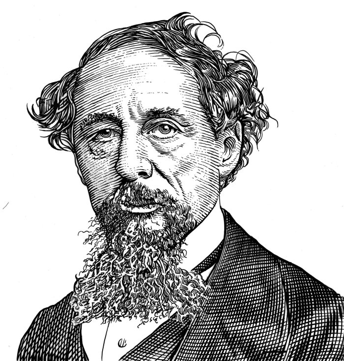 Wood engraving portrait of "Charles Dickens"