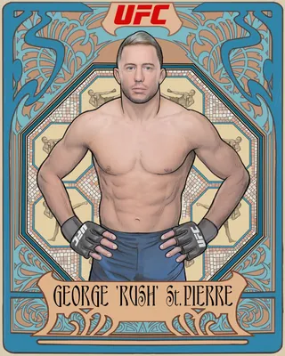 Illustrated UFC portrait of George 'Rush' St. Pierre by Bob Venables