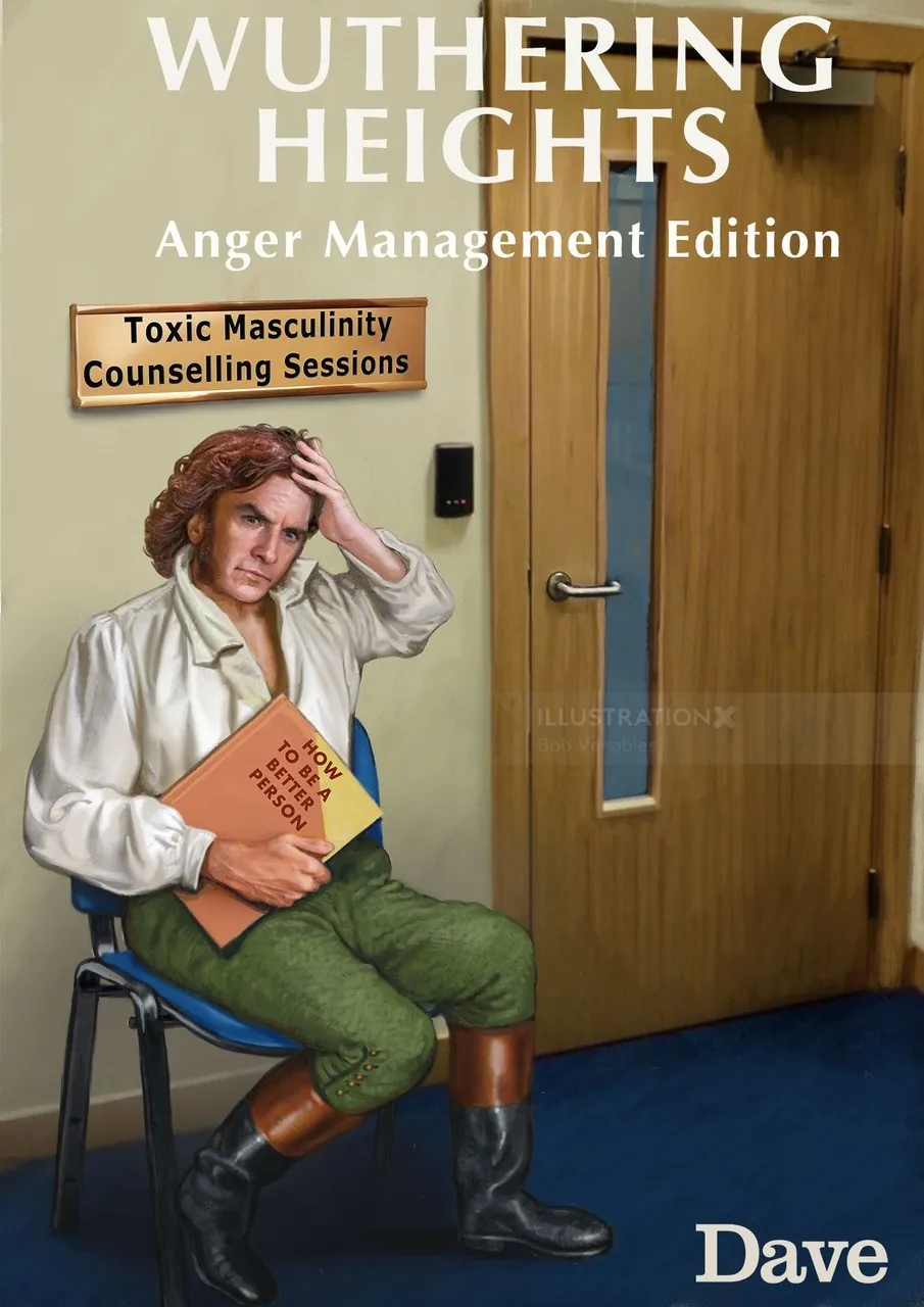 Man holding Toxic Masculinity book outside counseling room by Bob Venables