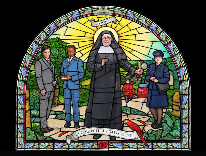 Sister Boniface 2nd season stained glass window illustration