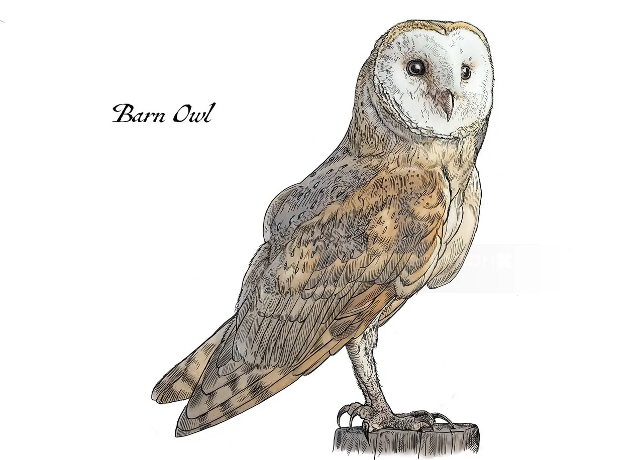 Wood engraving art of "Barn Owl"