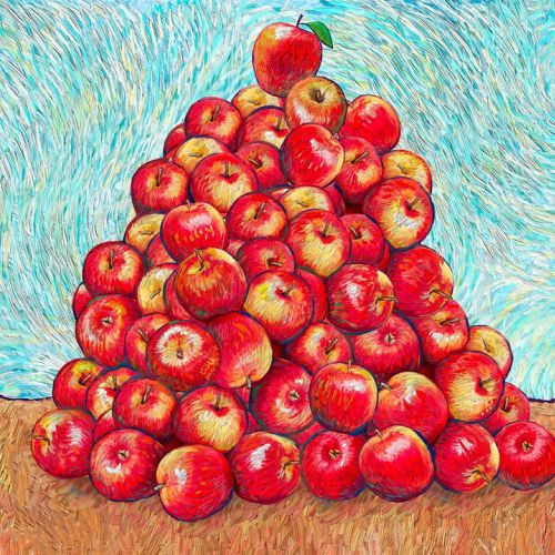 Realistic painting of apples