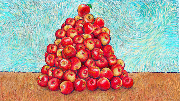 Realistic painting of apples