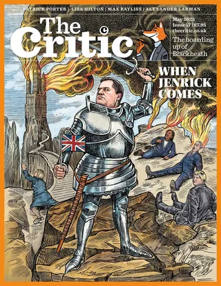 Illustration of Tory-heroism for The Critic magazine May cover