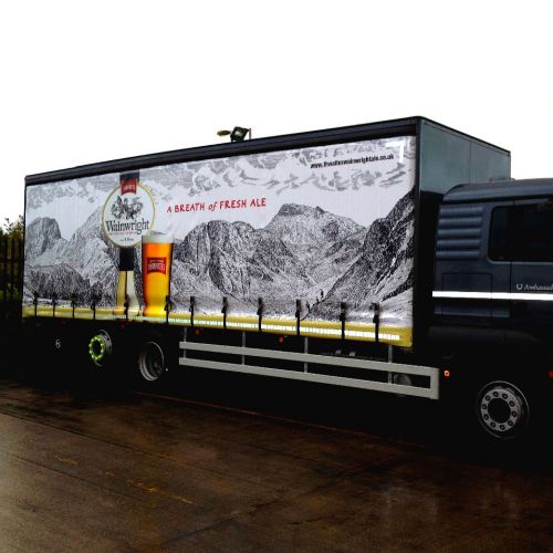 Bob Venables artwork showing a black truck with a mountain mural.