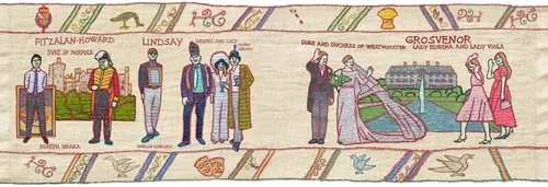 Historical costume figures in a decorative strip by Bob Venables