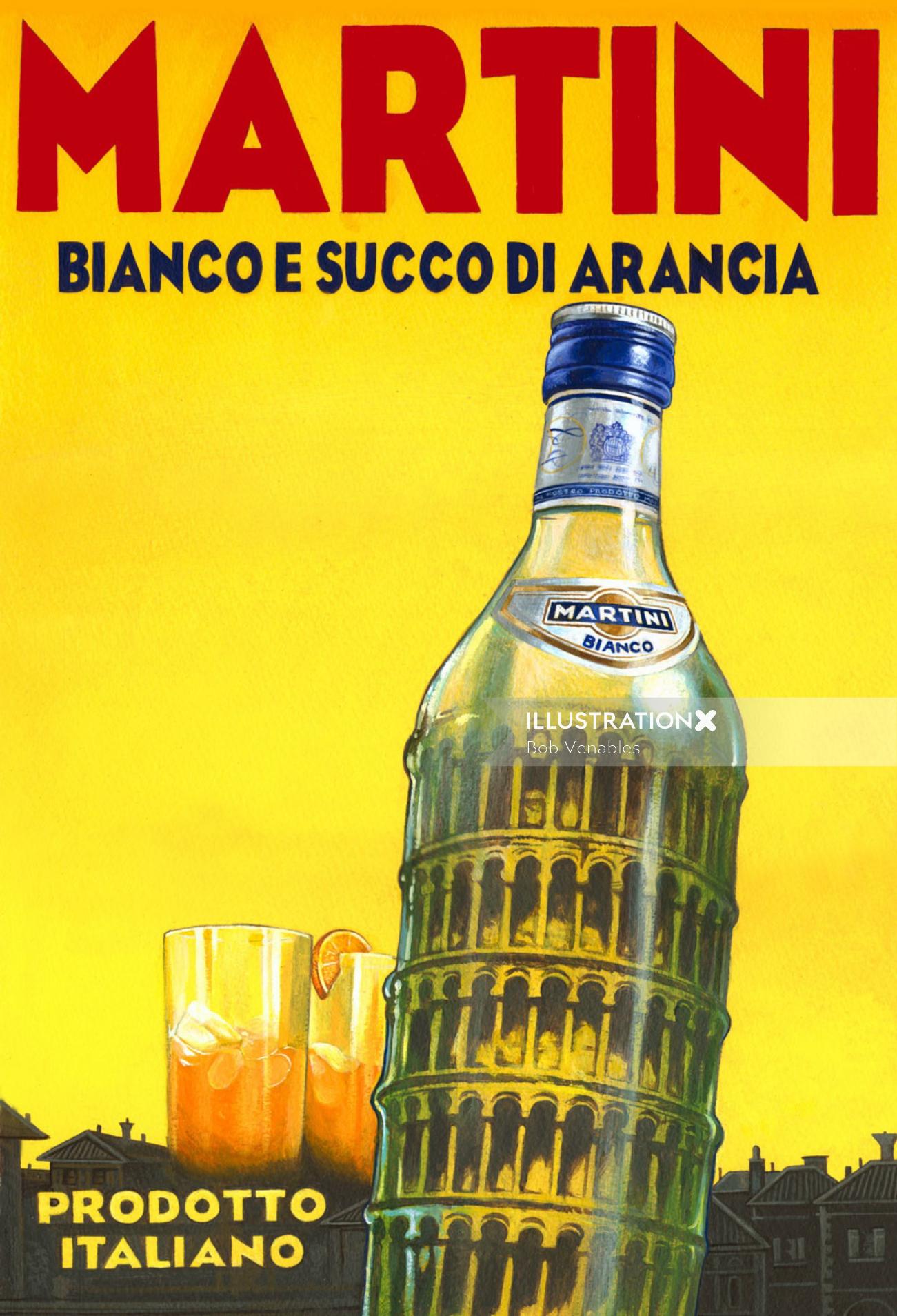 Cartaz de arte do vermute Martini Bianco