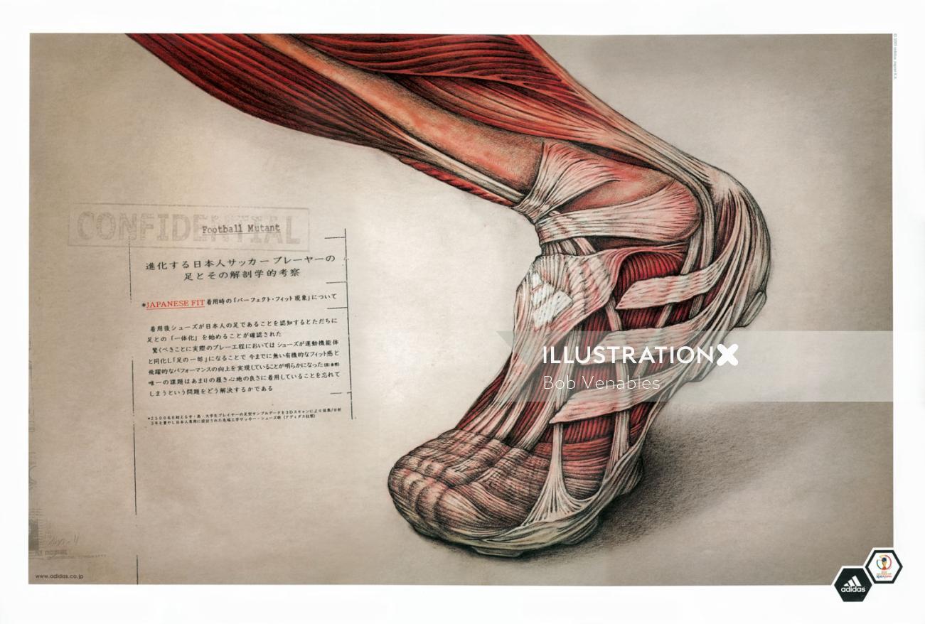 Illustration médicale de la jambe humaine