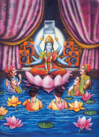 Arte del cartel de la diosa Lakshmi