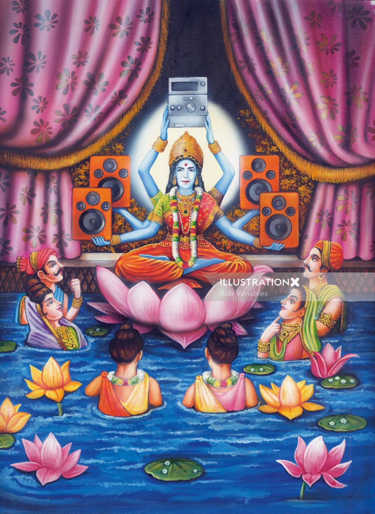 Arte do pôster da deusa Lakshmi