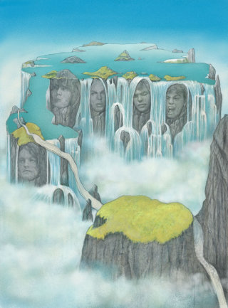 ファンタジーの滝のデジタル絵画