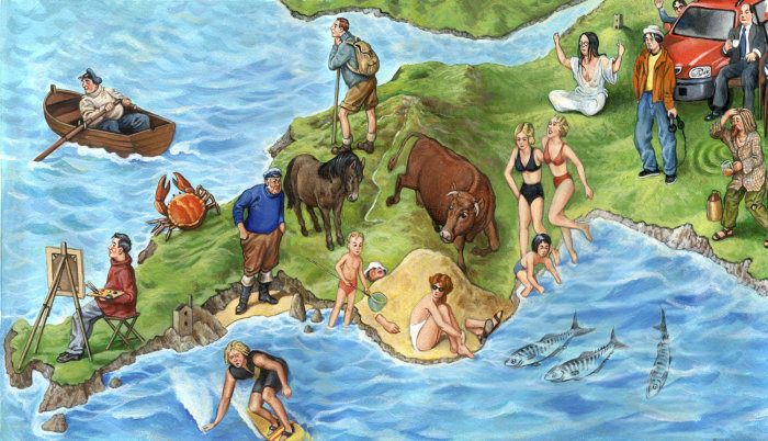 Seaside map illustration by Bob Venables