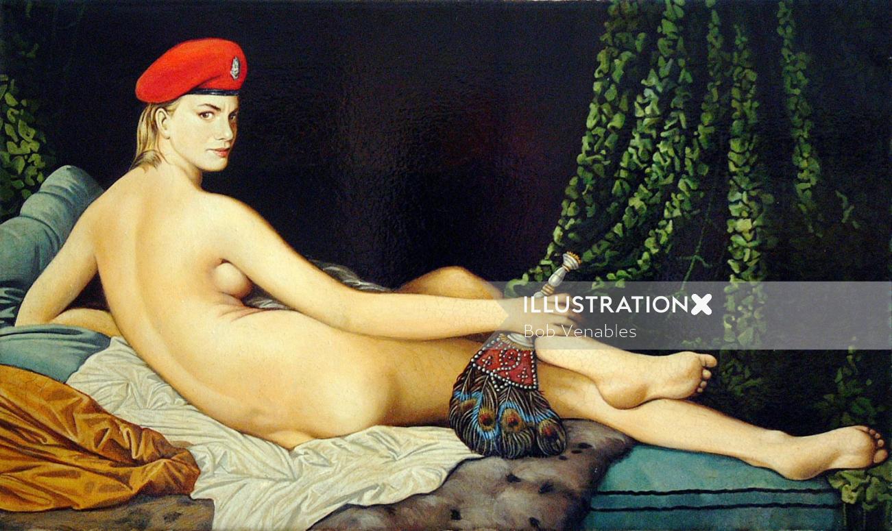 Nude woman pastiche art
