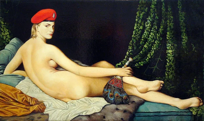 Nude woman pastiche art