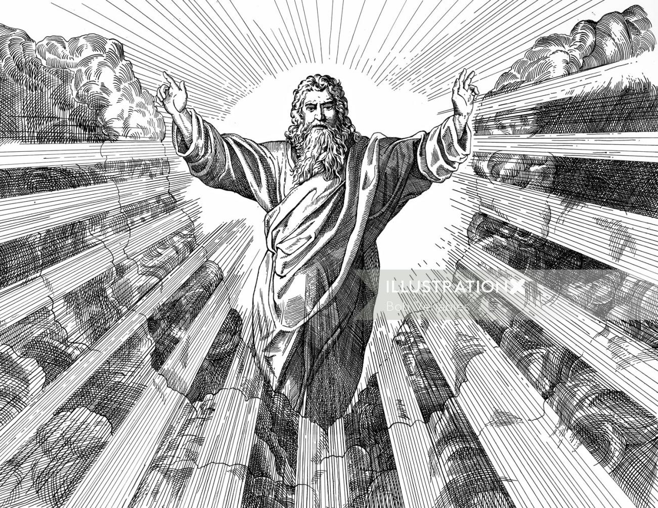 Ilustração em preto e branco de Jesus Cristo