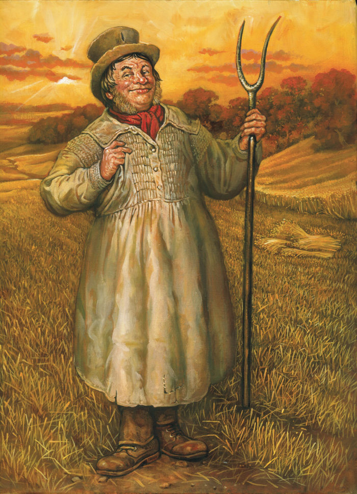 Old English smock farmer pastiche illustration