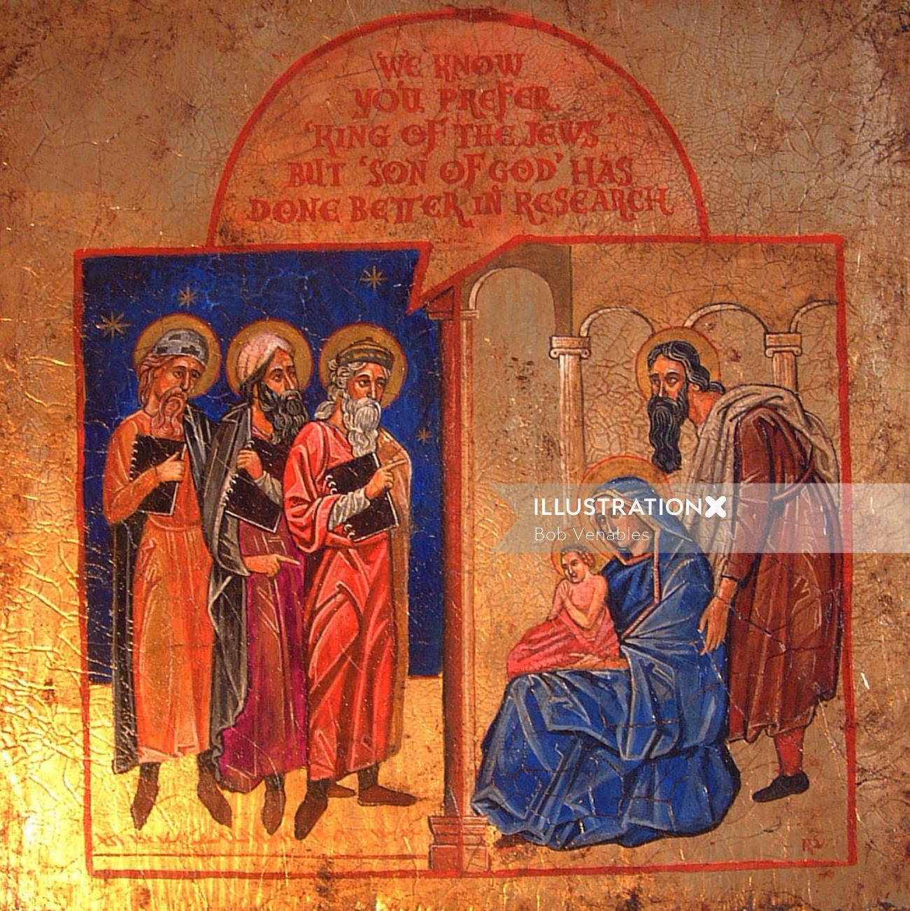 Peinture numérique de la naissance de Jésus-Christ