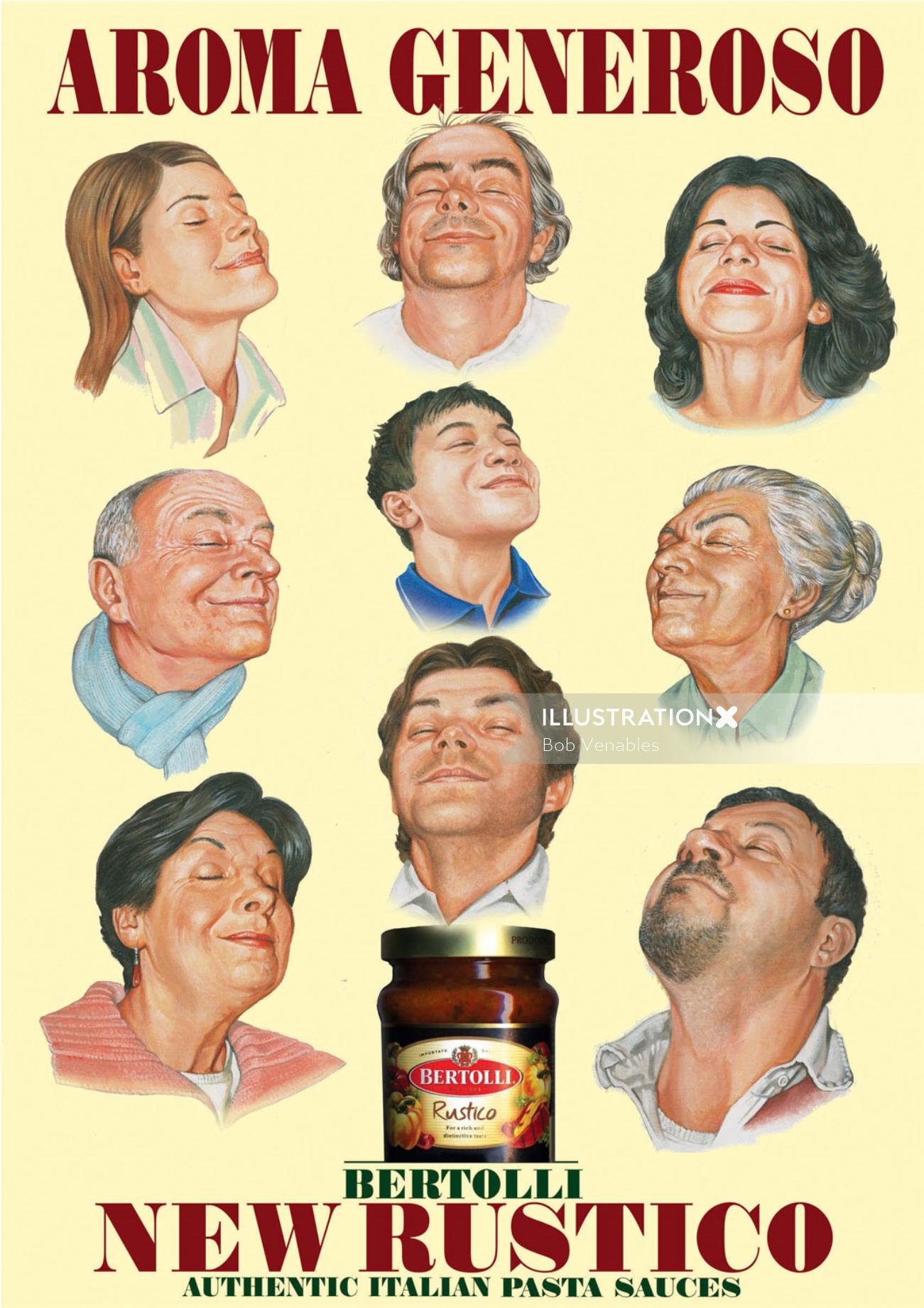 Advertising campaign of Bertolli New Rustico pasta sauces