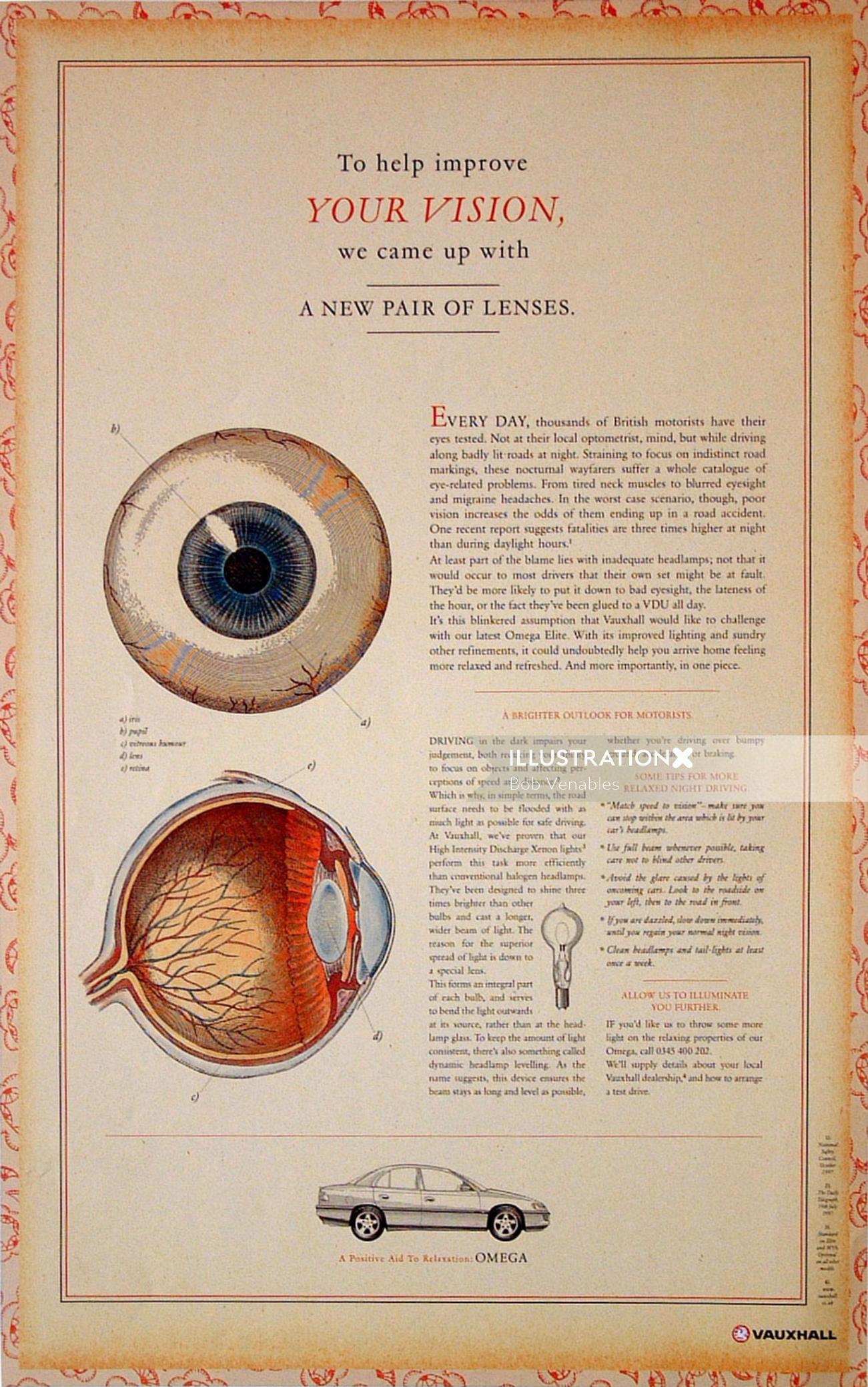 Importância da ilustração médica das lentes dos olhos