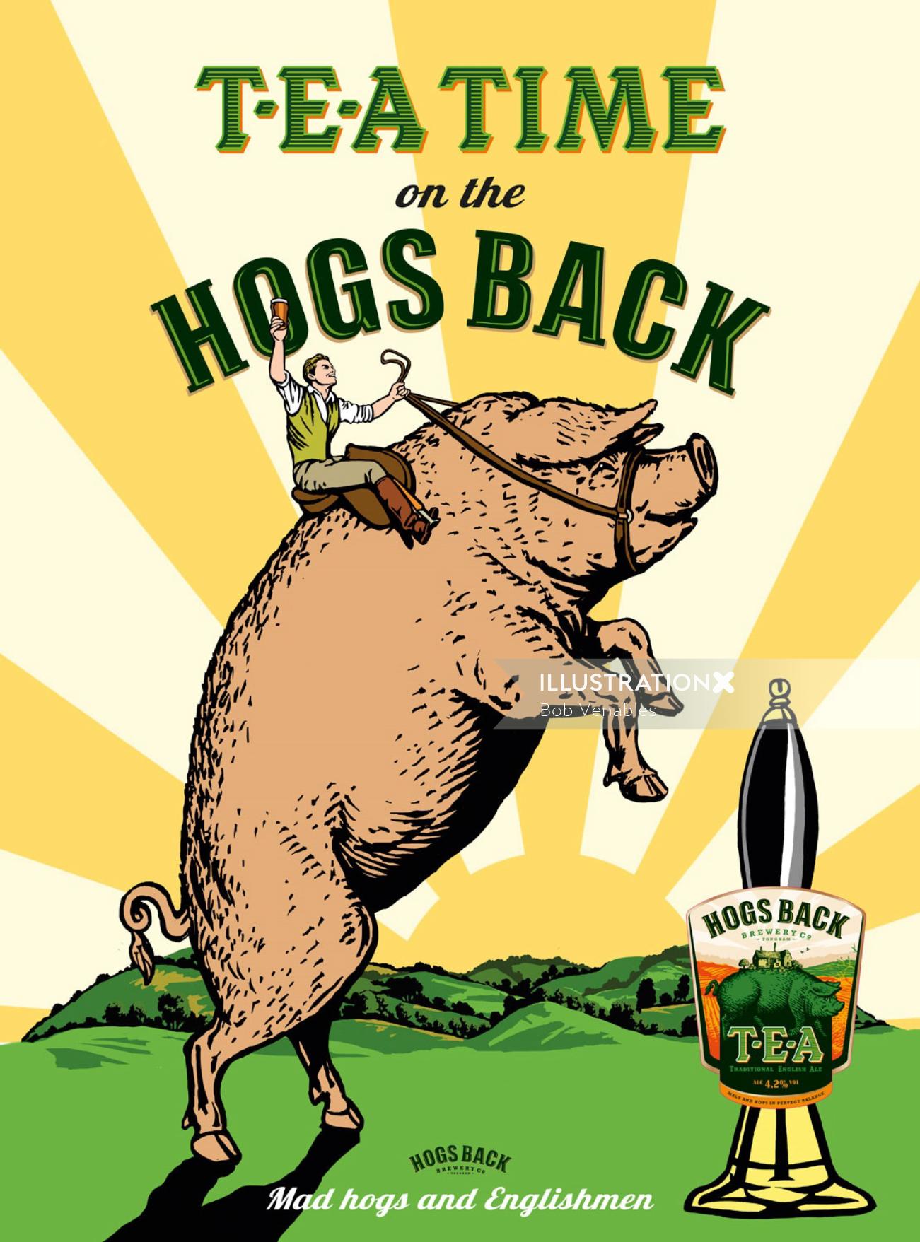 Ilustração publicitária de Hogs Back Tea