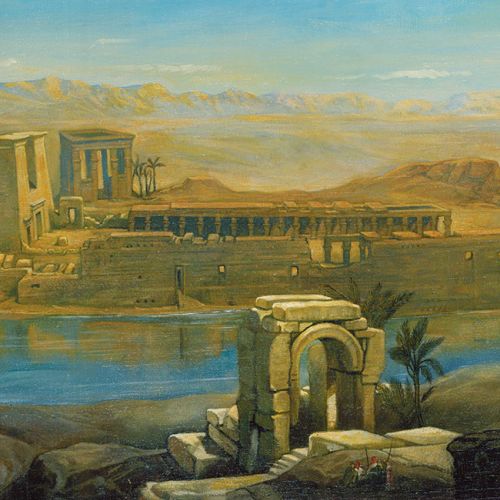 Ancient Egyptian temple ruins along the Nile River by Bob Venables