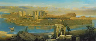 Ancient Egyptian temple ruins along the Nile River by Bob Venables