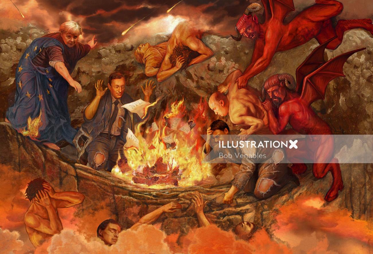 Ilustração de Pessoas no Inferno