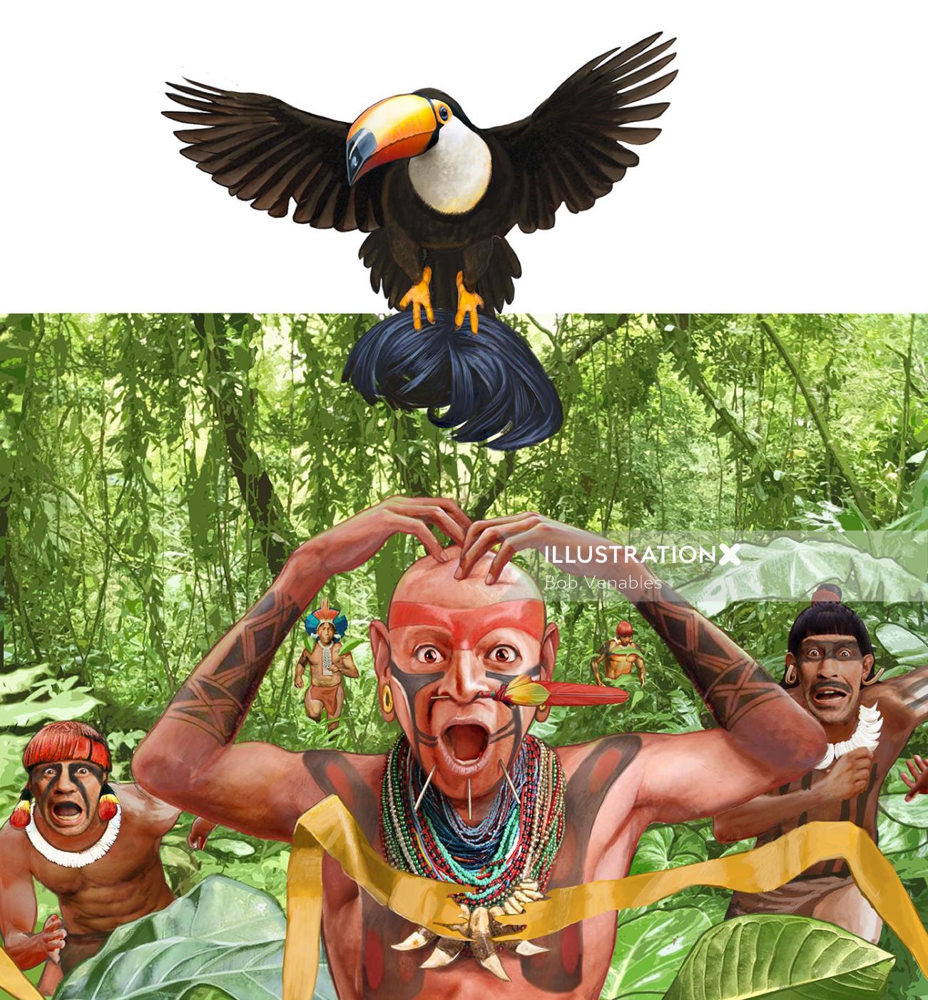 Ilustração de pessoas tribais por Bob Venables