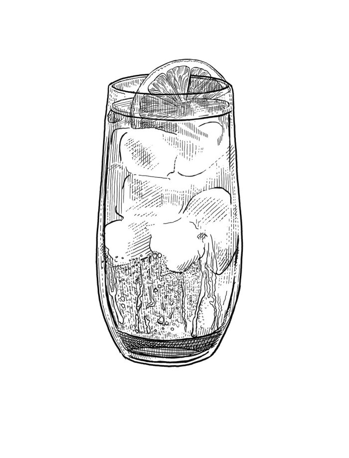 Lemon juice black and white illustration