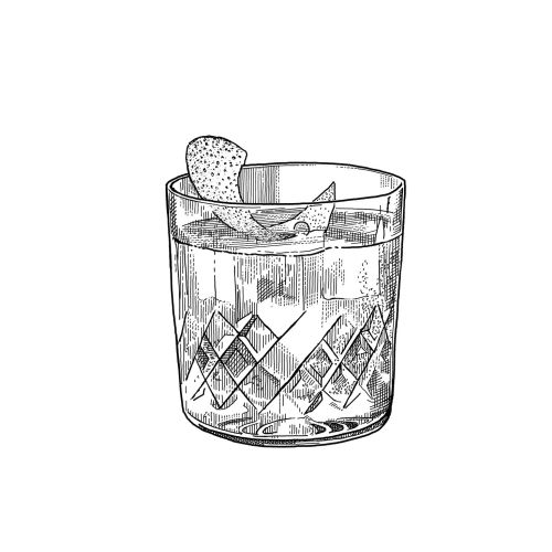 Whiskey glass black and white design