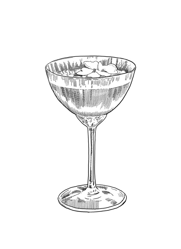Hand drawn champagne glass sketch