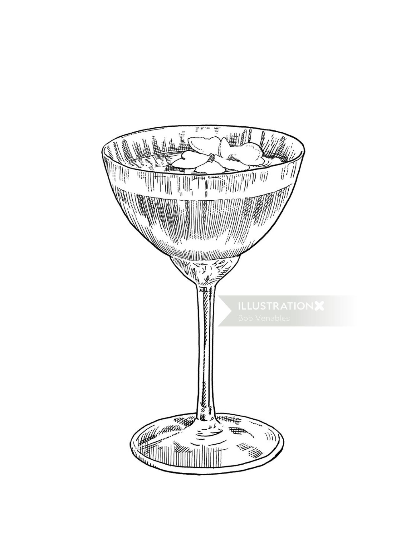 Hand drawn champagne glass sketch