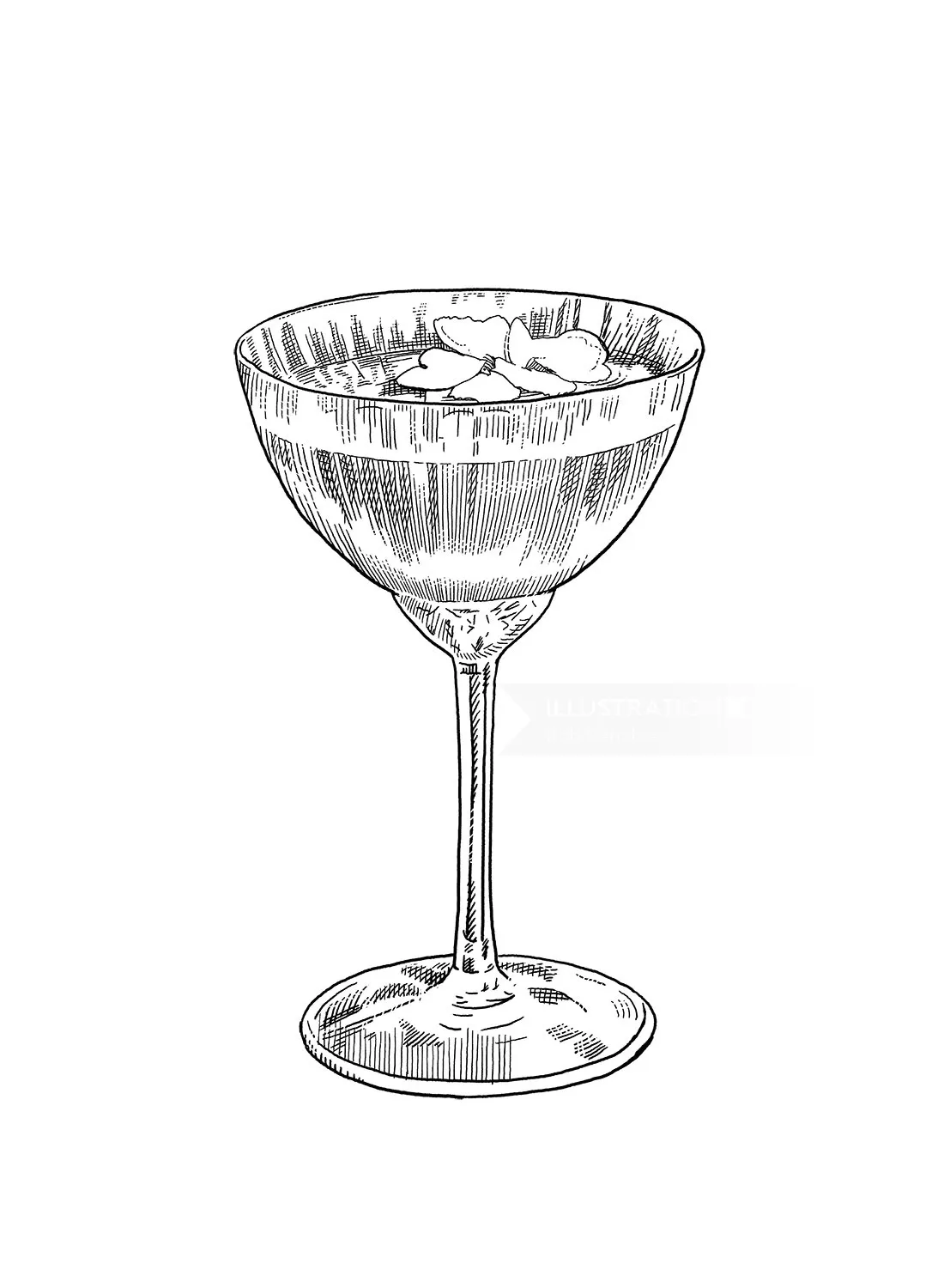 Hand drawn champagne glass sketch