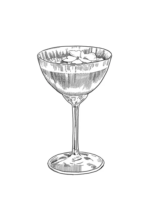 Hand drawn champagne glass sketch
