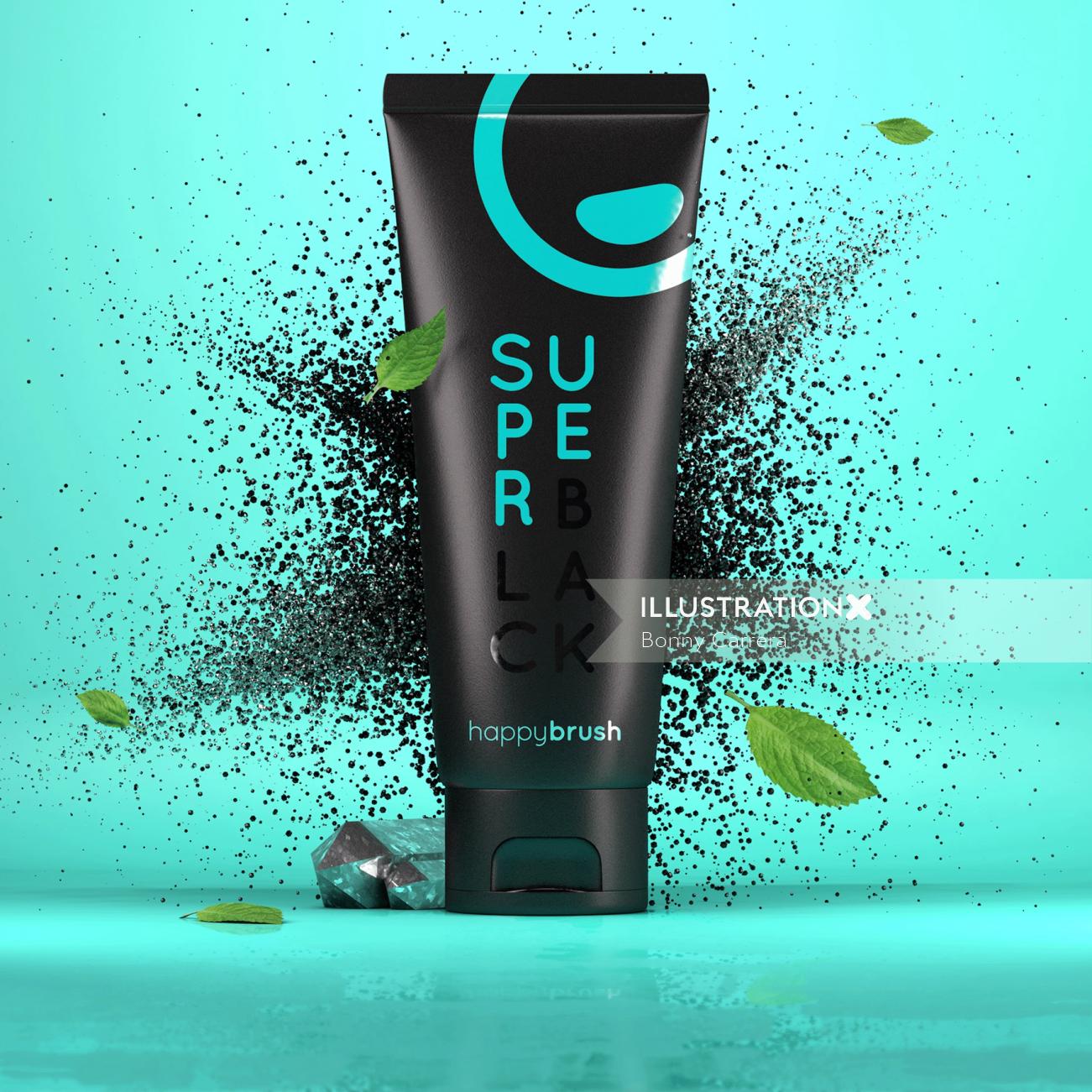 3d design of super black product
