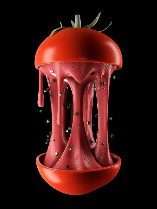 Ilustração 3D de tomate fatiado