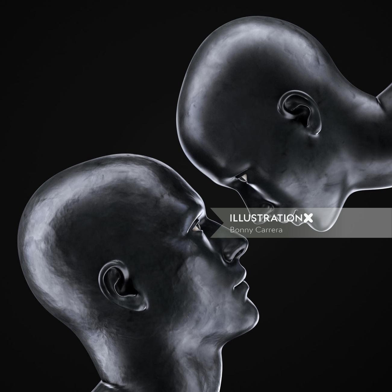 Conception 3D de visages humains
