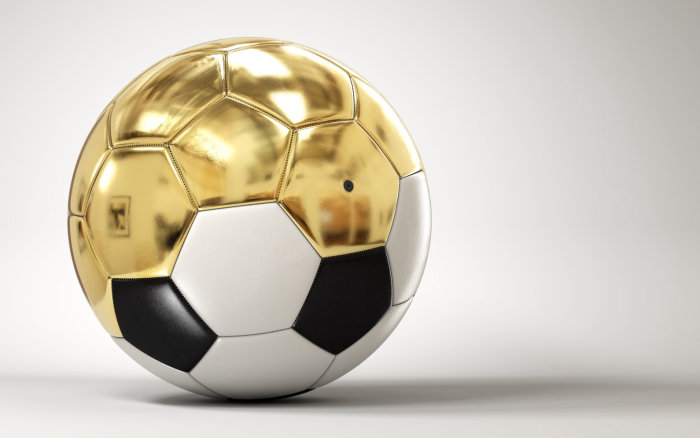 Desenho 3D de futebol de ouro